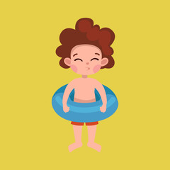 boy in swimsuit isolated, kids summer vacation