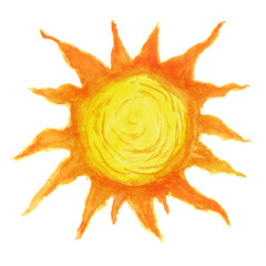 Sun in watercolor