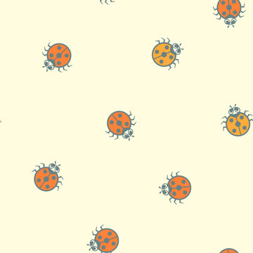Ladybug. vector seamless pattern with cute bugs