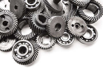 Gear metal wheels, isolated on white background