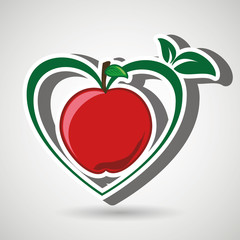 healthy vegetarian food label isolated icon design