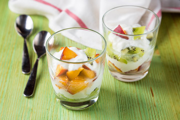 Healthy fruit salad with yoghurt