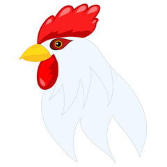 Head of cartoon rooster isolated on white. Vector illustration Rooster head. Chinese calendar. Cock Symbol of New Year 2017. Vector illustration. Cock bird farm
