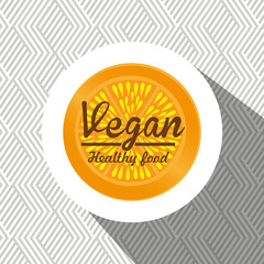 healthy vegetarian food label isolated icon design