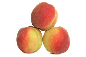 Peaches on white isolated background.