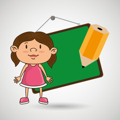 kid with chalkboard and pencil  isolated icon design