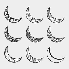 Fototapeta na wymiar Hand drawn crescent moons