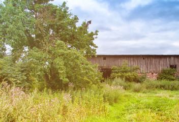 Old abandoned barn on country