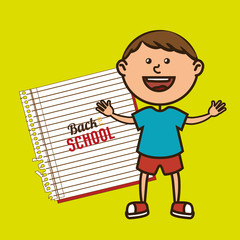 kid with notebook isolated icon design