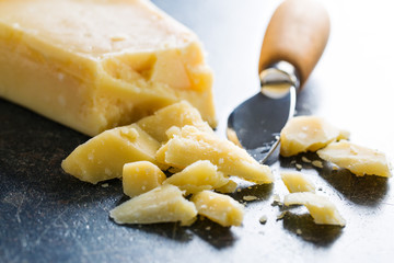 parmesan cheese with knife