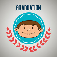kid on graduation emblem isolated icon design