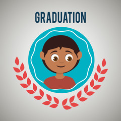 kid on graduation emblem isolated icon design