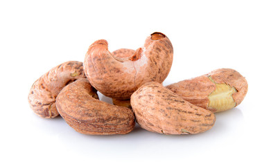 cashew nuts heap on white background
