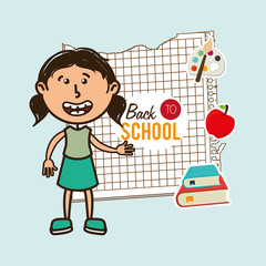 kid back to school on notebook paper isolated icon design