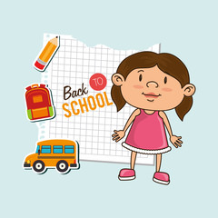 kid back to school on notebook paper isolated icon design