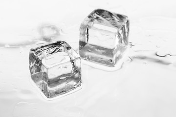 Ice cube on table