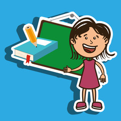 kid with chalkboard and pencil  isolated icon design