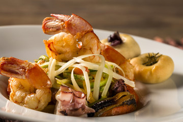 dish of linguine with seafood. Typical Sicilian cuisine.