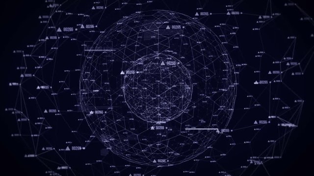 Global infographic hologram.This technological hologram will give to your project perfect look.Perfect for TV business news intro.Screensaver. Blue.