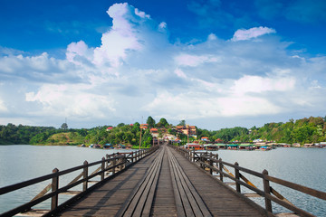 Mon Bridge in Sangklaburi. Kanchanaburi, Thailand. Attractions t