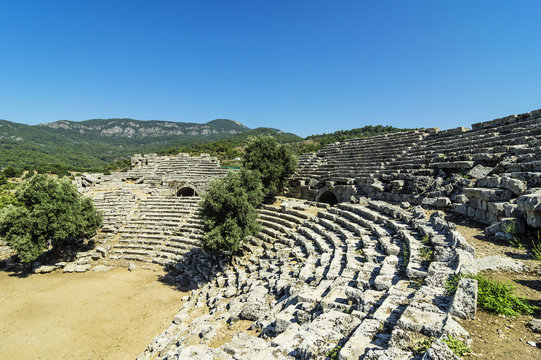 Turkey, Dalyan, amphitheater of the ancient city Kaunos