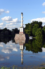 The Chesme column is installed in 1776 in Tsarskoye Selo, Pushkin, Saint-Petersburg