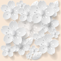 Paper flower background. Vector stock.