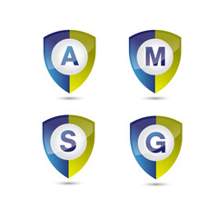 shield with letter inside vector logo concept illustration. Abstract shield logo sign. Design element.