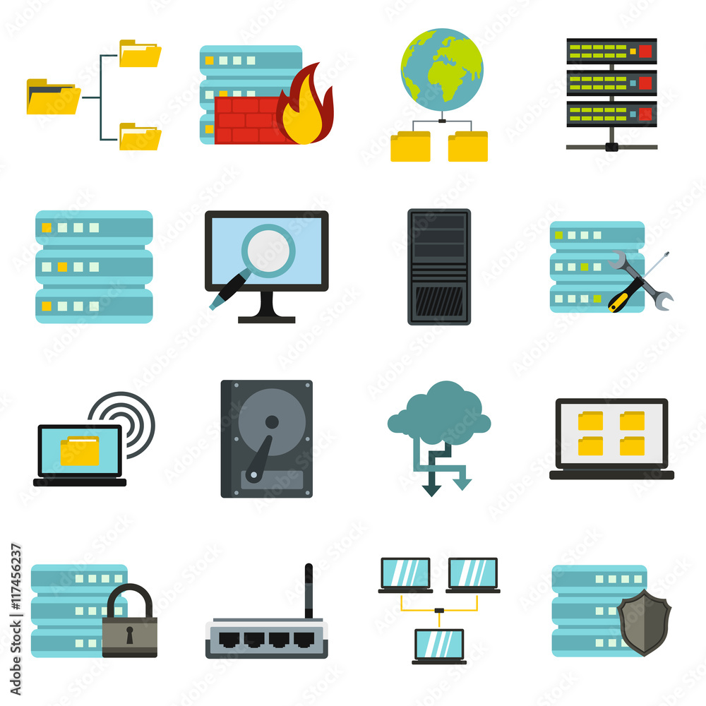 Poster flat big data icons set. universal big data icons to use for web and mobile ui, set of basic big dat