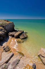 stone cliffs on the coast