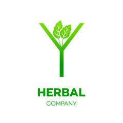 Letter Y logo,Green leaf,Herbal,Pharmacy,ecology vector illustration