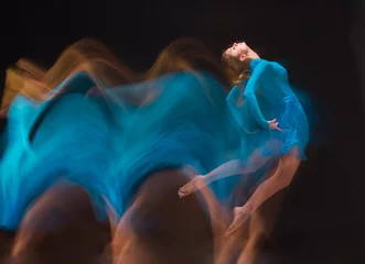 Deurstickers The art photo-emotional dance of beautiful blue woman © master1305