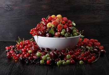 berries on wooden background