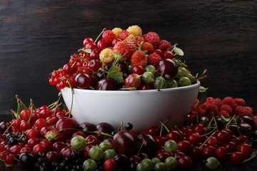 berries on wooden background