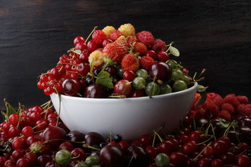 berries on wooden background