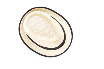 Men's accessories with vintage hat on white background