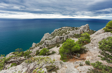 view overlooking the sea and the mountain beach