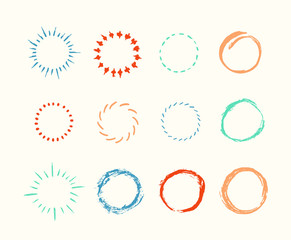 Fototapeta premium Set of hand drawn round shapes. Vector illustration