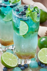 Detox refreshing summer drink / Detox refreshing summer drink juice with lime, mint, blueberry and ice