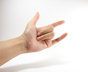 finger hand girl symbols isolated the concept hand showing thumbs down and bad dislike on white background