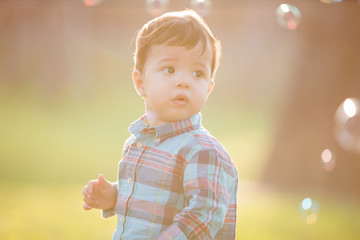 cute boy with bubble