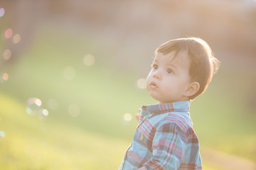 cute boy with bubble