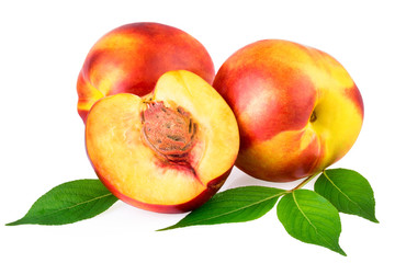 Nectarines closeup on white background