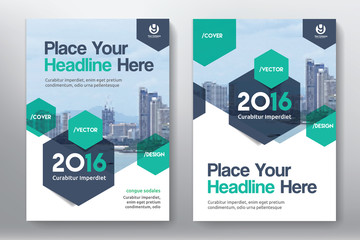 Green Color Scheme with City Background Business Book Cover Design Template in A4. Can be adapt to Brochure, Annual Report, Magazine,Poster, Corporate Presentation, Portfolio, Flyer, Banner, Website.