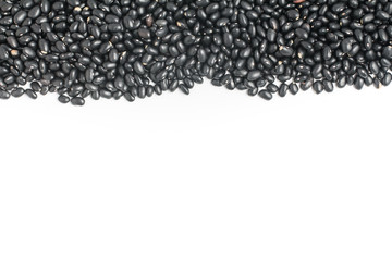 Black beans frame in white background. Phaseolus vulgaris 'Black