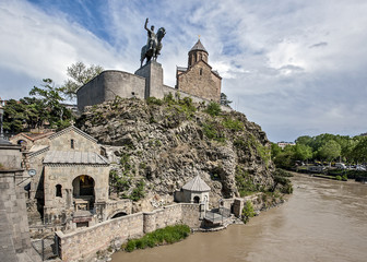 Georgia, Tbilisi. Old Metekhi district , in the rock above the river Kura temple Abo of Tbilisi and his mosaic icon .