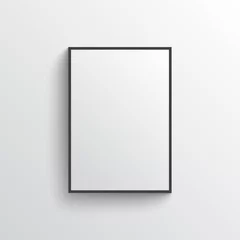 Fotobehang White blank poster with frame mock-up on grey wall © mileswork