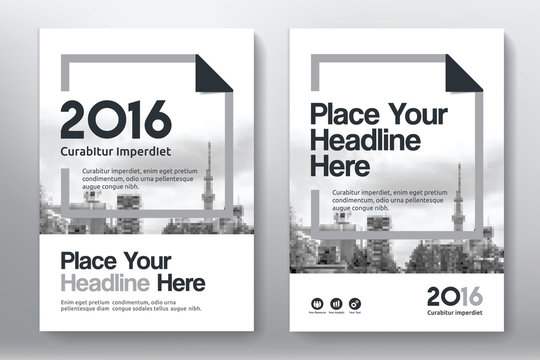 Grey Color Scheme with City Background Business Book Cover Design Template in A4. Can be adapt to Brochure, Annual Report, Magazine,Poster, Corporate Presentation, Portfolio, Flyer, Banner, Website.