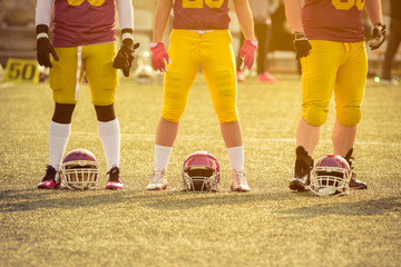 Fototapeta premium American football players on the field. Match is about to start.