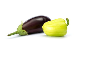 pepper eggplant on white